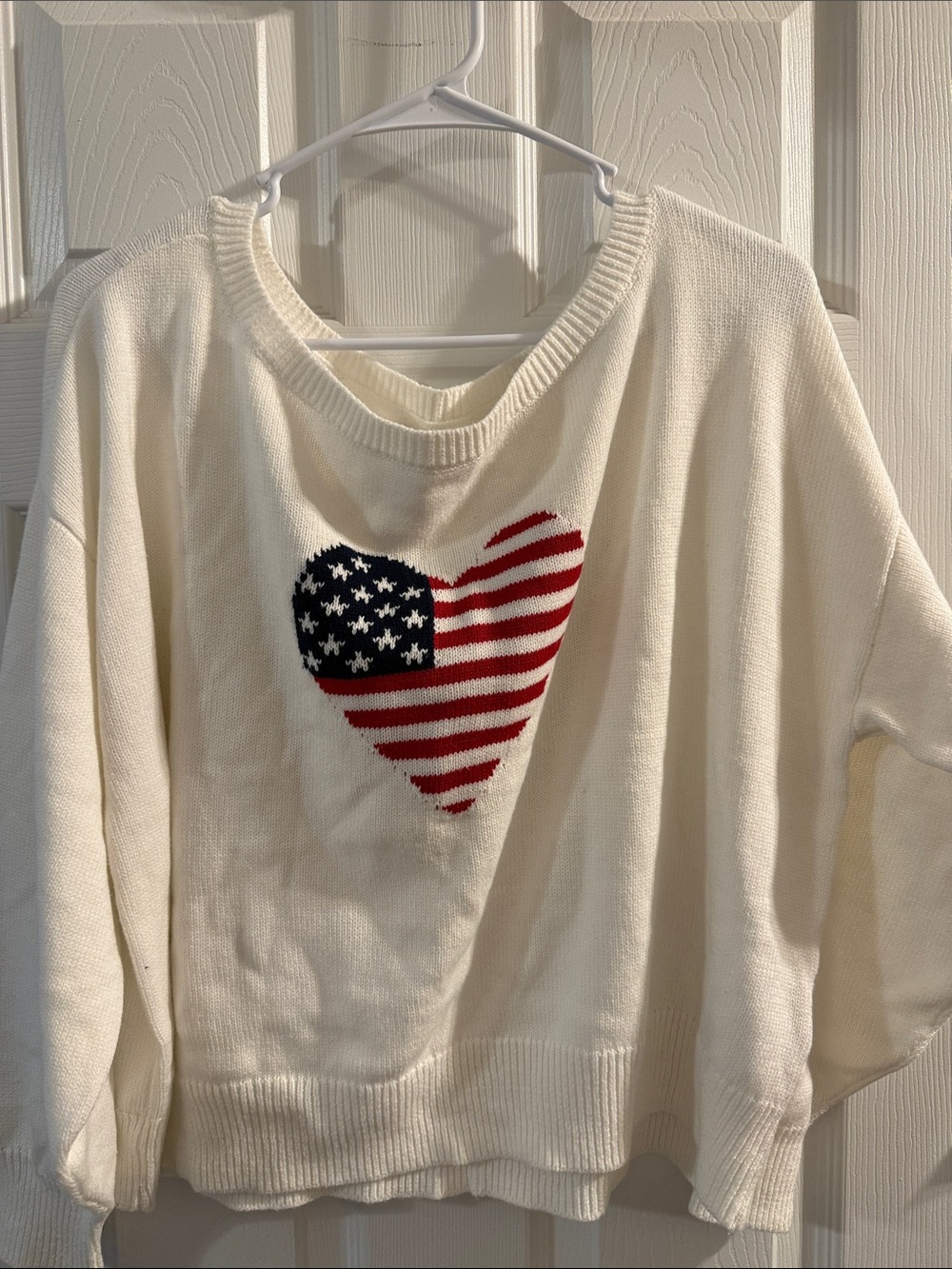 Hollister Cream Pullover with American Heart Motif